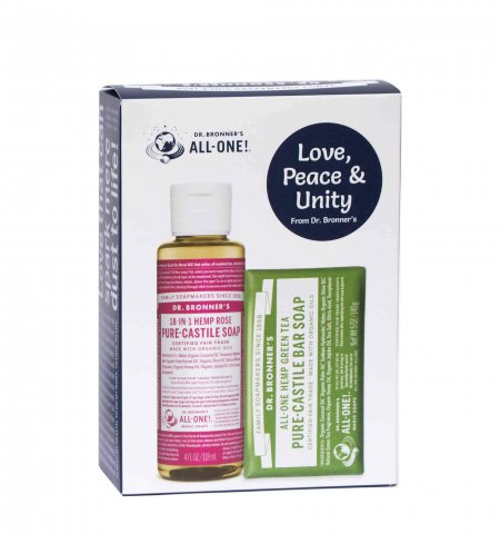 Dr Bronner Castile Soap Gift Pack Rose GreenTea