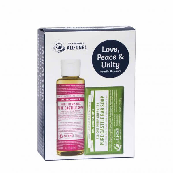 Dr Bronner Castile Soap Gift Pack Rose GreenTea